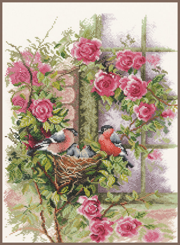 DIY Counted cross stitch kit Nesting birds