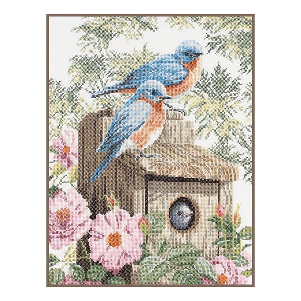 DIY Counted cross stitch kit Garden blue birds