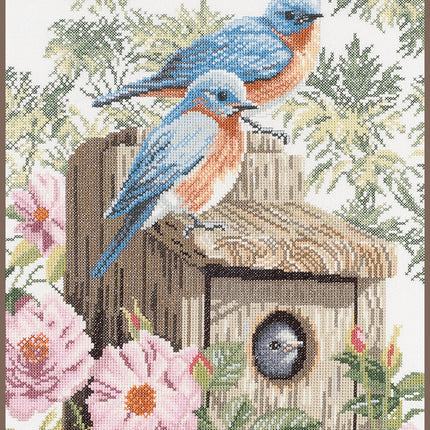 DIY Counted cross stitch kit Garden blue birds
