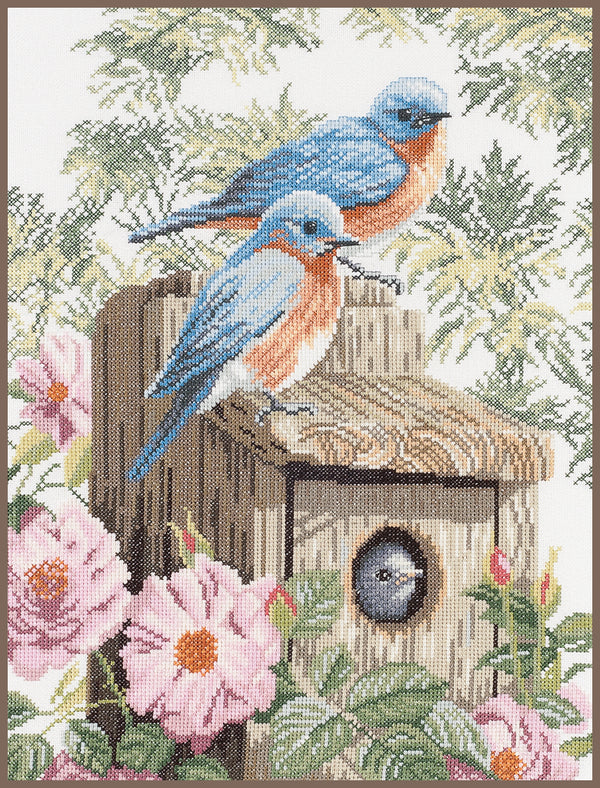 DIY Counted cross stitch kit Garden blue birds