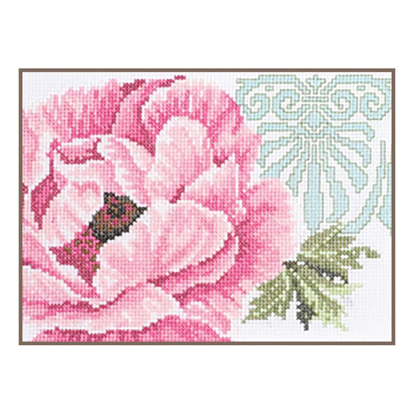 DIY Counted cross stitch kit Pink flower with ornament