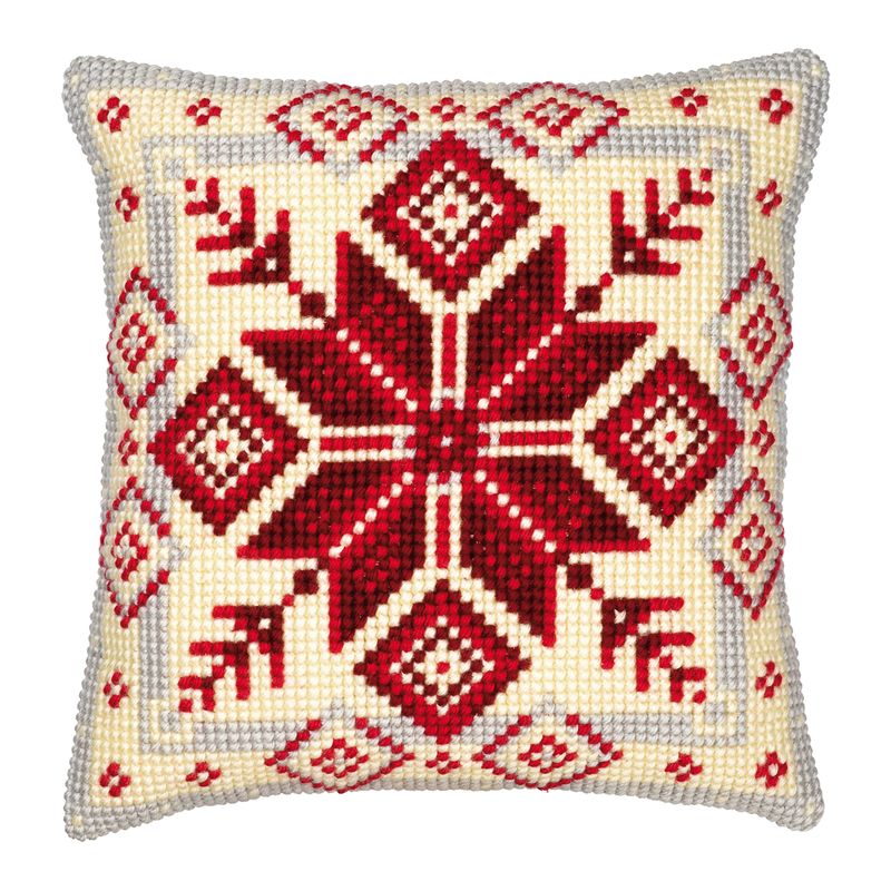DIY Cross stitch cushion kit Nordic snowflake