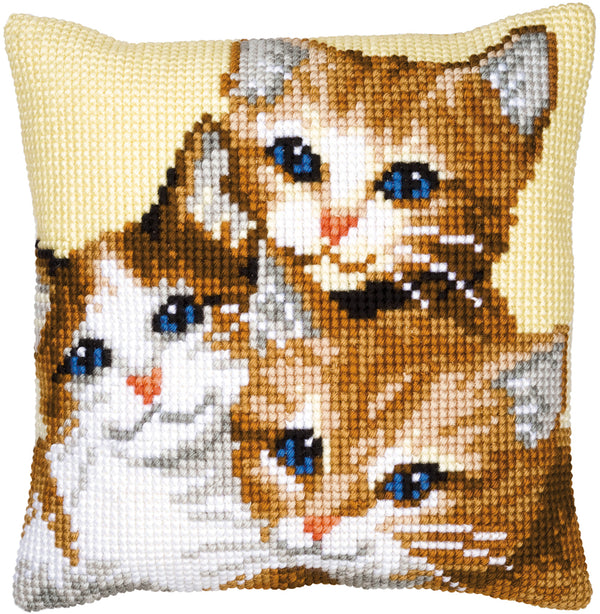 DIY Cross stitch cushion kit Kittens