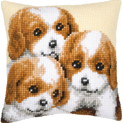 DIY Cross stitch cushion kit 3 Puppies