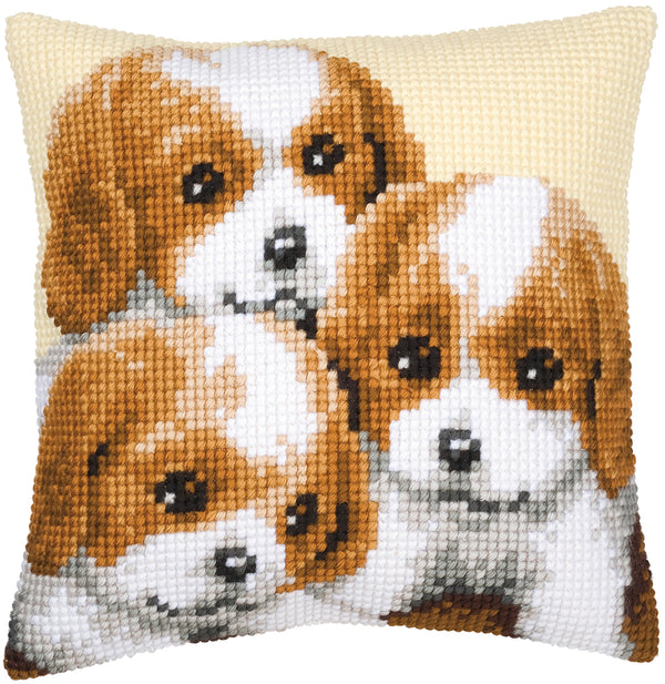 DIY Cross stitch cushion kit 3 Puppies