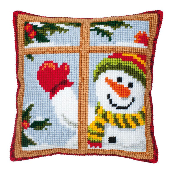 DIY Cross stitch cushion kit Happy snowman