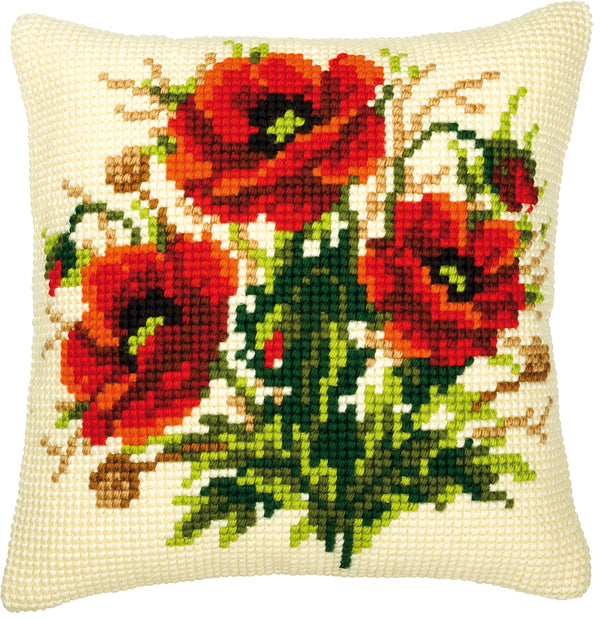 DIY Cross stitch cushion kit Poppies