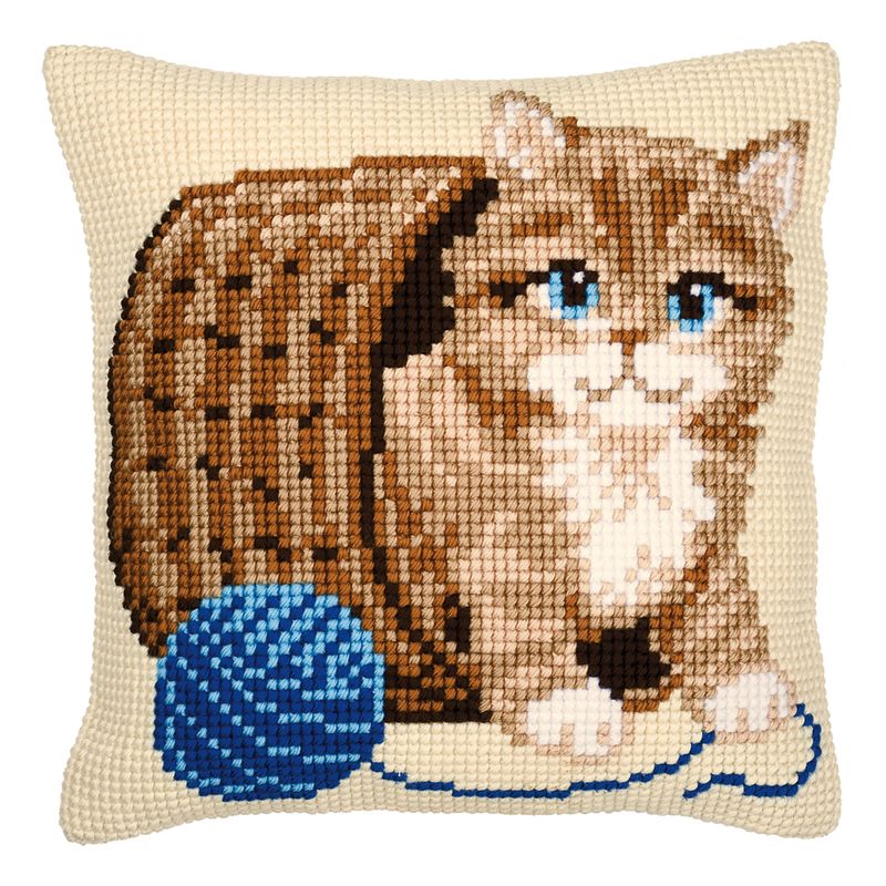 DIY Cross stitch cushion kit Cat