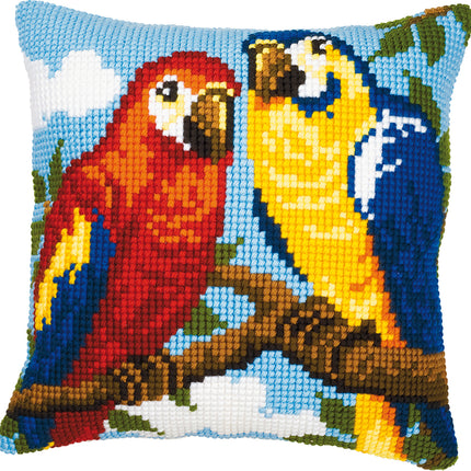 DIY Cross stitch cushion kit Parrots