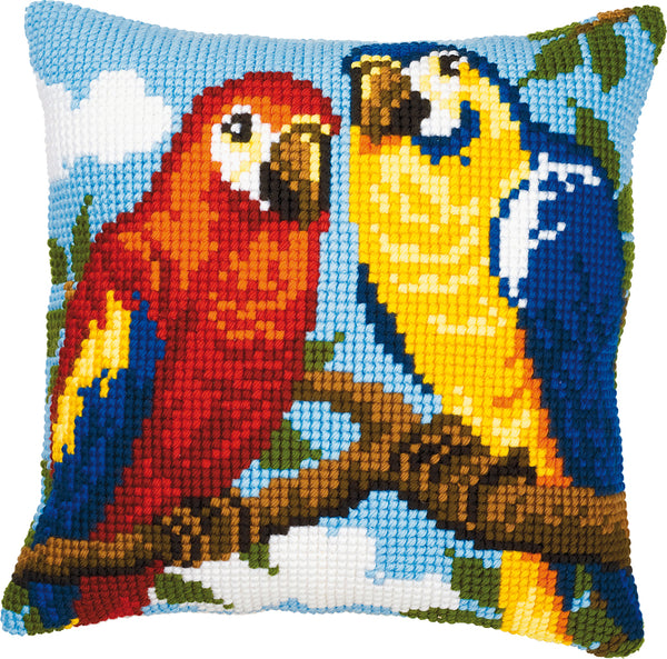 DIY Cross stitch cushion kit Parrots