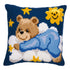 DIY Cross stitch cushion kit Blue bear on a cloud