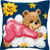 DIY Cross stitch cushion kit Pink bear on a cloud