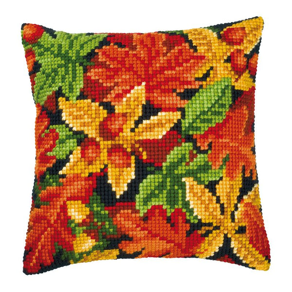 DIY Cross stitch cushion kit Autumn leaves