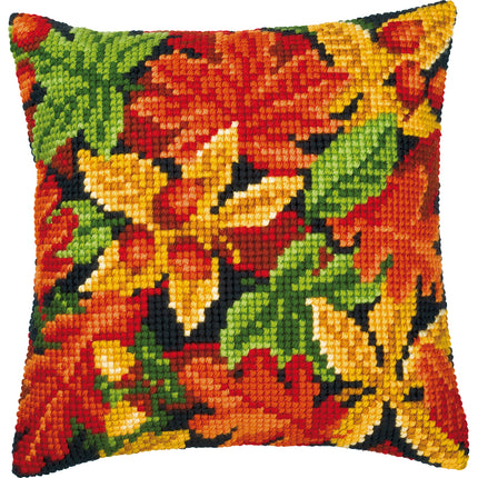DIY Cross stitch cushion kit Autumn leaves