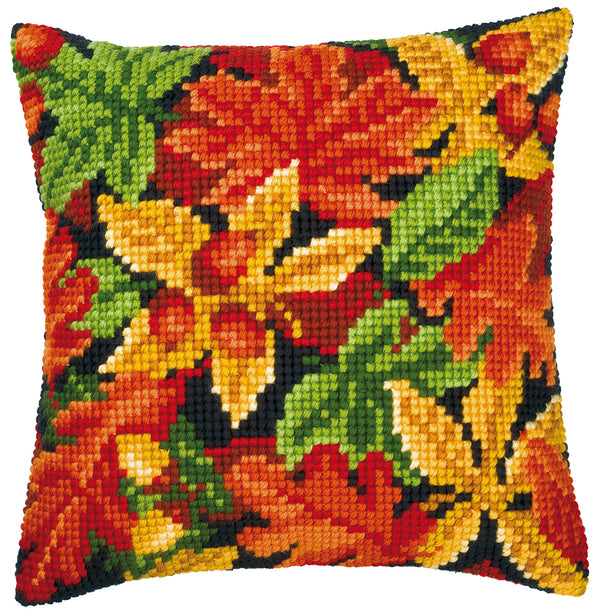 DIY Cross stitch cushion kit Autumn leaves