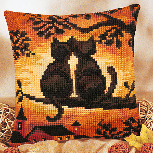 DIY Cross stitch cushion kit Cats on a branch