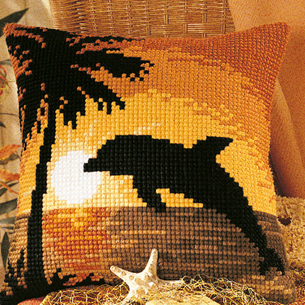 DIY Cross stitch cushion kit Dolphin