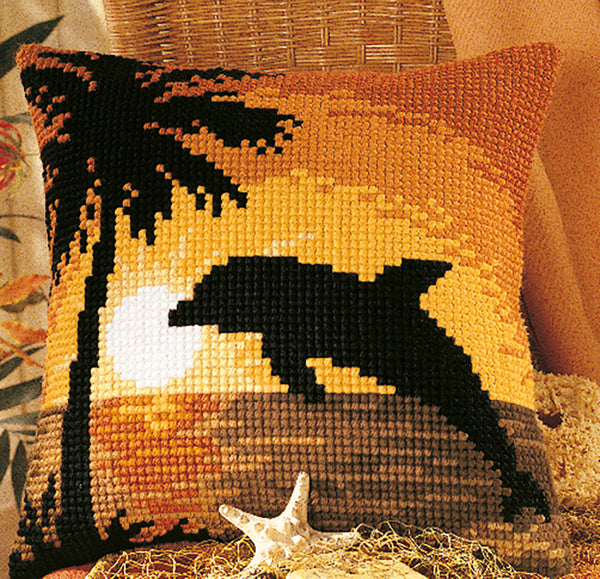 DIY Cross stitch cushion kit Dolphin