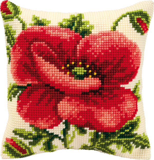 DIY Cross stitch cushion kit Oriental poppy