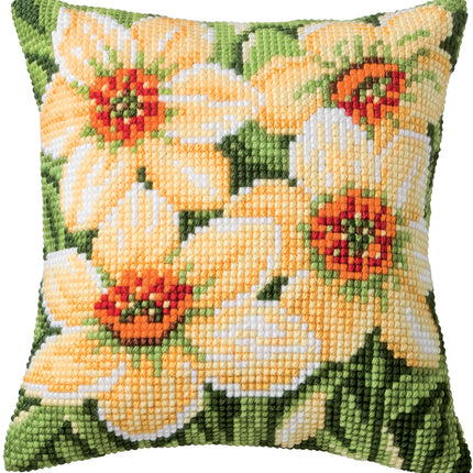 DIY Cross stitch cushion kit Daffodils