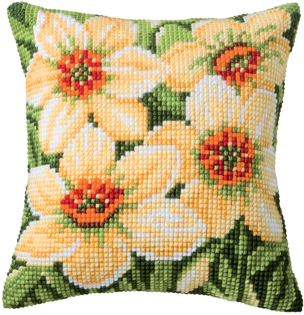 DIY Cross stitch cushion kit Daffodils