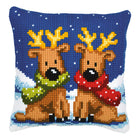 DIY Cross stitch cushion kit Reindeer twins