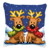 DIY Cross stitch cushion kit Reindeer twins