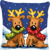 DIY Cross stitch cushion kit Reindeer twins