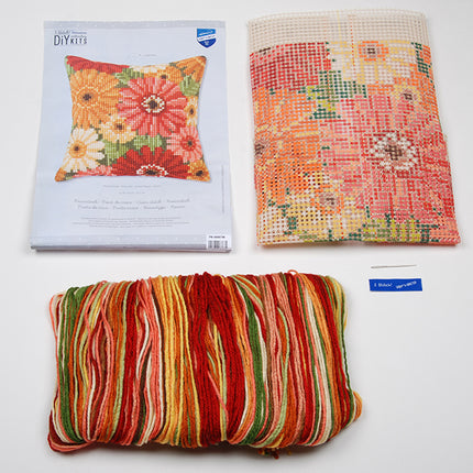 DIY Cross stitch cushion kit Summer flowers