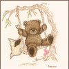 DIY Counted cross stitch kit Popcorn bear swing 15 x 16 cm / 6" x 6.4"