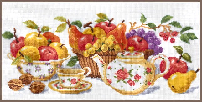 DIY Counted cross stitch kit Afternoon tea 42 x 18 cm / 16.8" x 7.2"