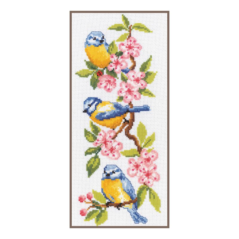 DIY Counted cross stitch kit Birds on blossoms 13 x 30 cm / 5.2" x 12"