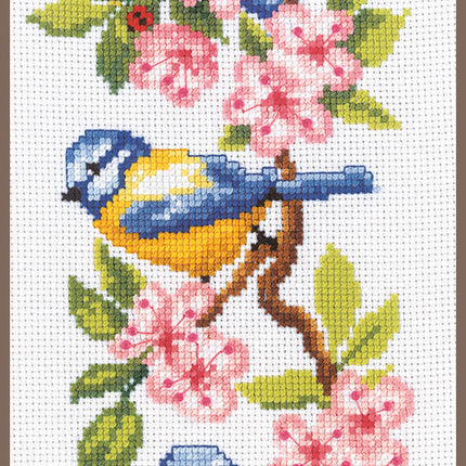 DIY Counted cross stitch kit Birds on blossoms 13 x 30 cm / 5.2" x 12"