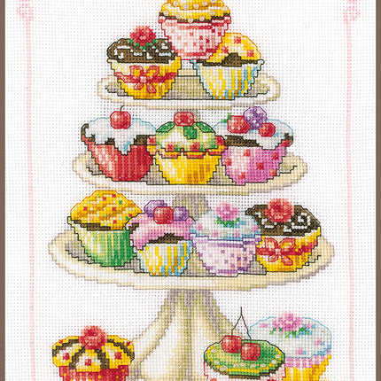 DIY Counted cross stitch kit Cupcakes 21 x 29 cm / 8.4" x 11.6"