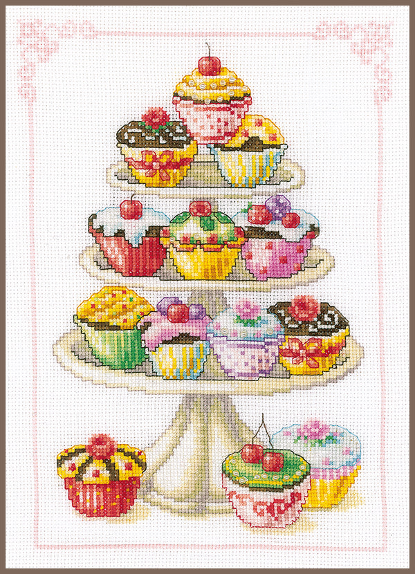 DIY Counted cross stitch kit Cupcakes 21 x 29 cm / 8.4