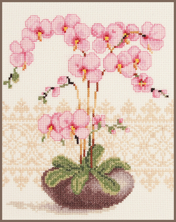 DIY Counted cross stitch kit Orchid 18 x 23 cm / 7.2