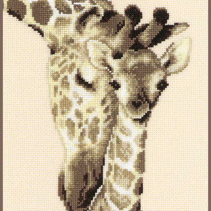 DIY Counted cross stitch kit Giraffe family 19 x 28 cm / 7.6" x 11.2"