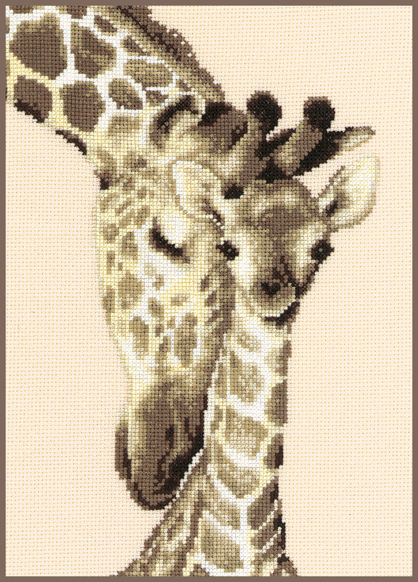 DIY Counted cross stitch kit Giraffe family 19 x 28 cm / 7.6