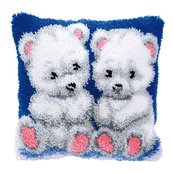 DIY Latch Hook Cushion Kit "Polar bear cubs"