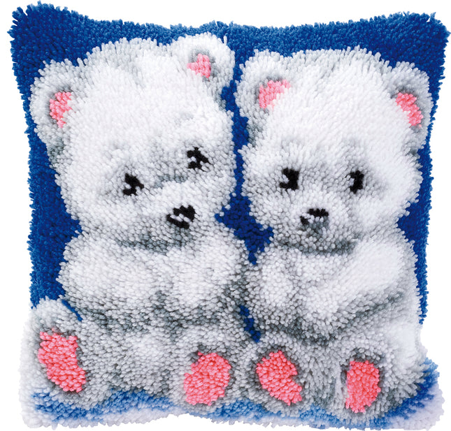 DIY Latch Hook Cushion Kit "Polar bear cubs"