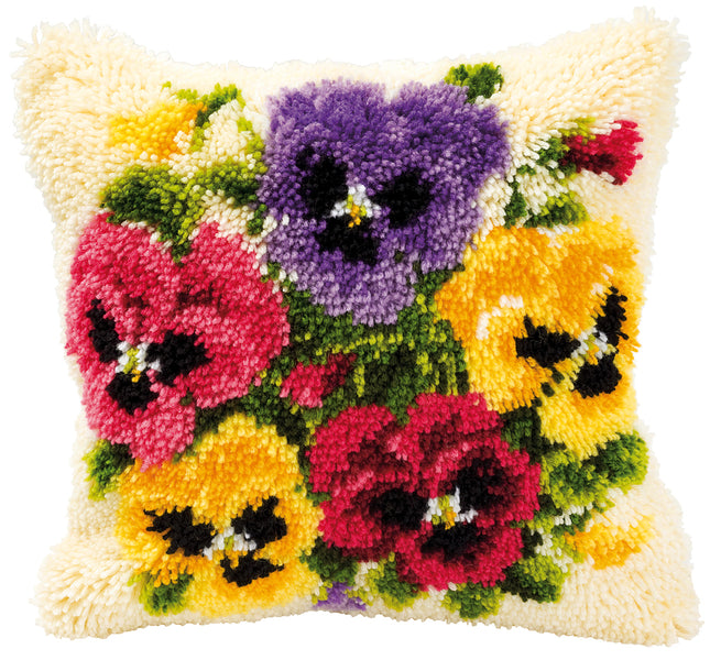 DIY Latch Hook Cushion Kit "Violets"