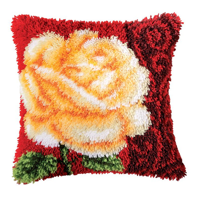 DIY Latch Hook Cushion Kit "White rose"