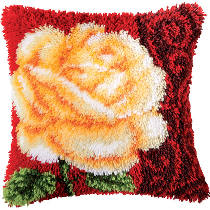 DIY Latch Hook Cushion Kit "White rose"