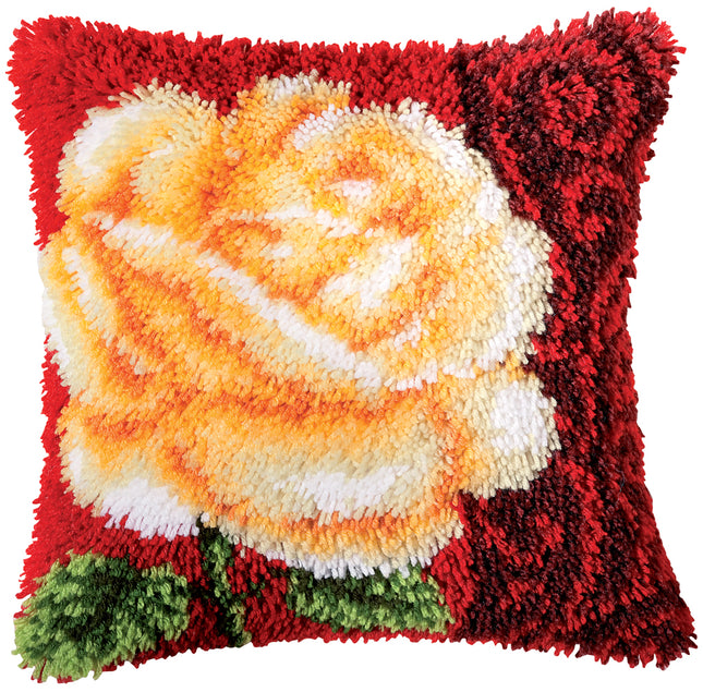 DIY Latch Hook Cushion Kit "White rose"
