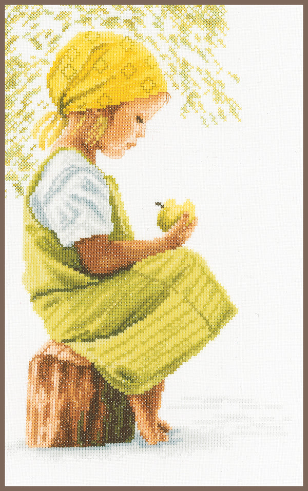 DIY Counted cross stitch kit Girl with apple