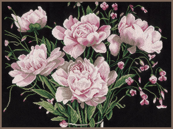 DIY Counted cross stitch kit Pink flowers