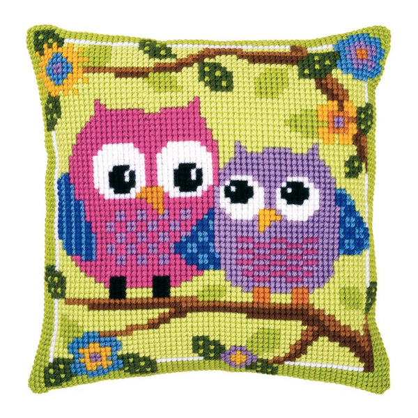 DIY Cross stitch cushion kit Owls on a branch