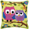 DIY Cross stitch cushion kit Owls on a branch