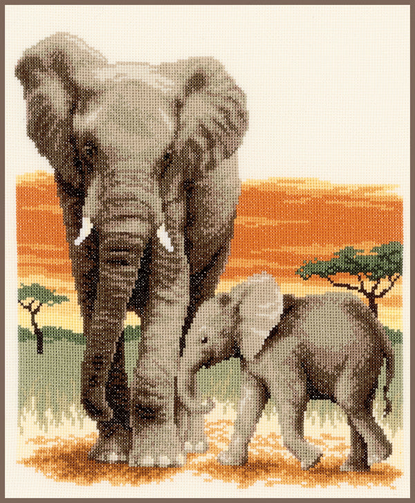 DIY Counted cross stitch kit Elephant's journey 26 x 30 cm / 10.4