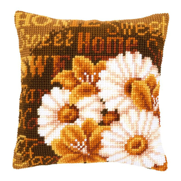 DIY Cross stitch cushion kit Modern daisies